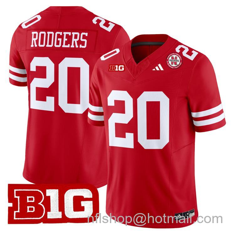 Men's Nebraska Cornhuskers #20 Johnny Rodgers Scarlet Adidas Vapor Limited Stitched College Football Jersey