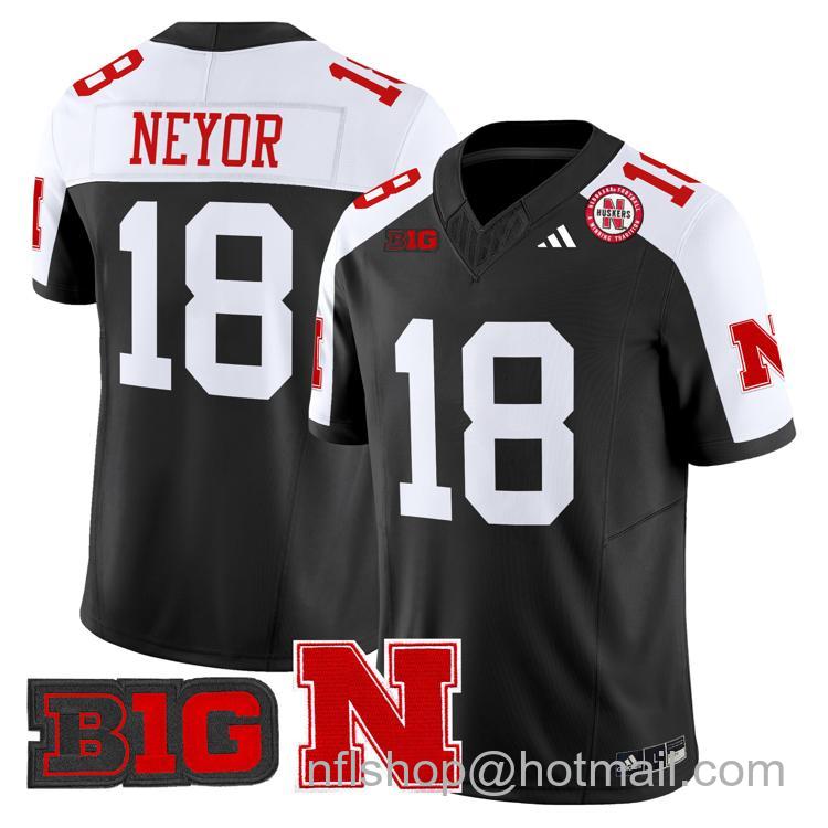 Men's Nebraska Cornhuskers #18 Isaiah Neyor Black Alternate Adidas Vapor Limited Stitched College Football Jersey