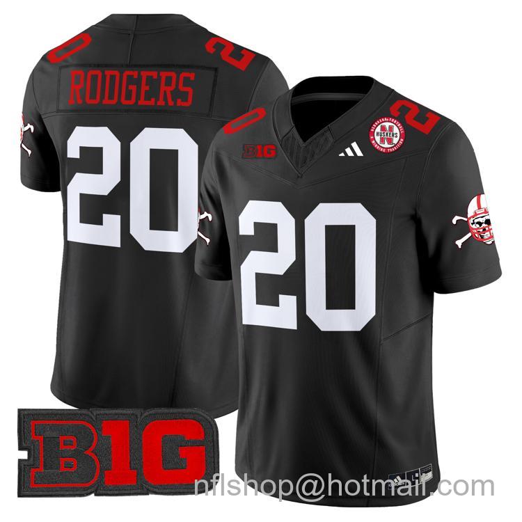 Men's Nebraska Cornhuskers #20 Johnny Rodgers Black Adidas Vapor Limited Stitched College Football Jersey