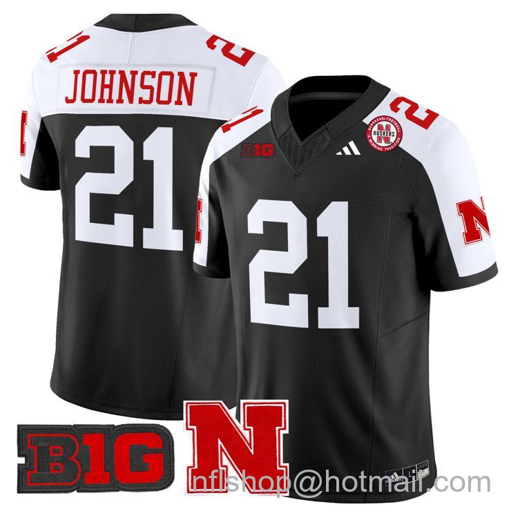 Men's Nebraska Cornhuskers #21 Emmett Johnson Black Alternate Adidas Vapor Limited Stitched College Football Jersey