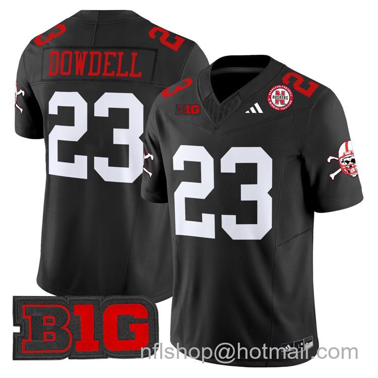 Men's Nebraska Cornhuskers #23 Dante Dowdell Black Adidas Vapor Limited Stitched College Football Jersey