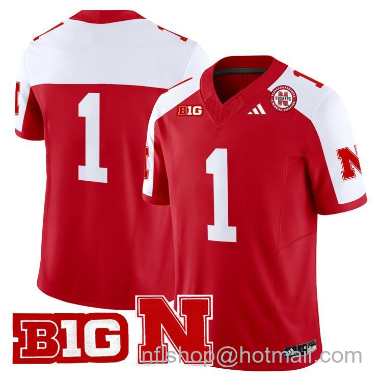 Men's Nebraska Cornhuskers #1 Scarlet Alternate Adidas Vapor Limited Stitched College Football Jersey