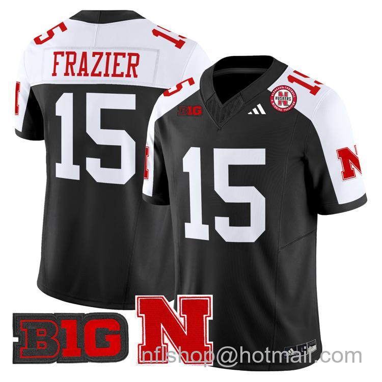 Men's Nebraska Cornhuskers #15 Tommie Frazier Black Alternate Adidas Vapor Limited Stitched College Football Jersey