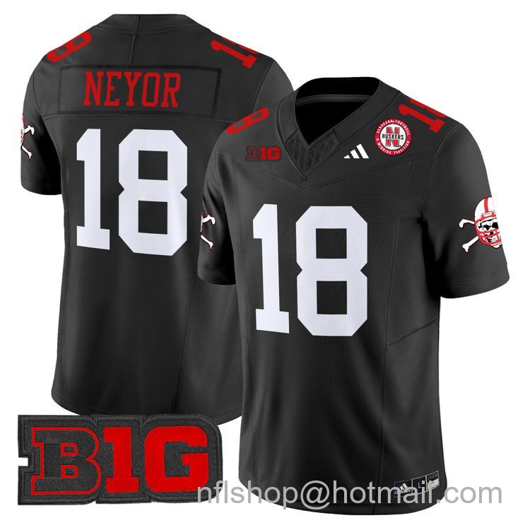 Men's Nebraska Cornhuskers #18 Isaiah Neyor Black Adidas Vapor Limited Stitched College Football Jersey