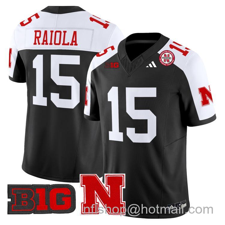 Men's Nebraska Cornhuskers #15 Dylan Raiola Black Alternate Adidas Vapor Limited Stitched College Football Jersey