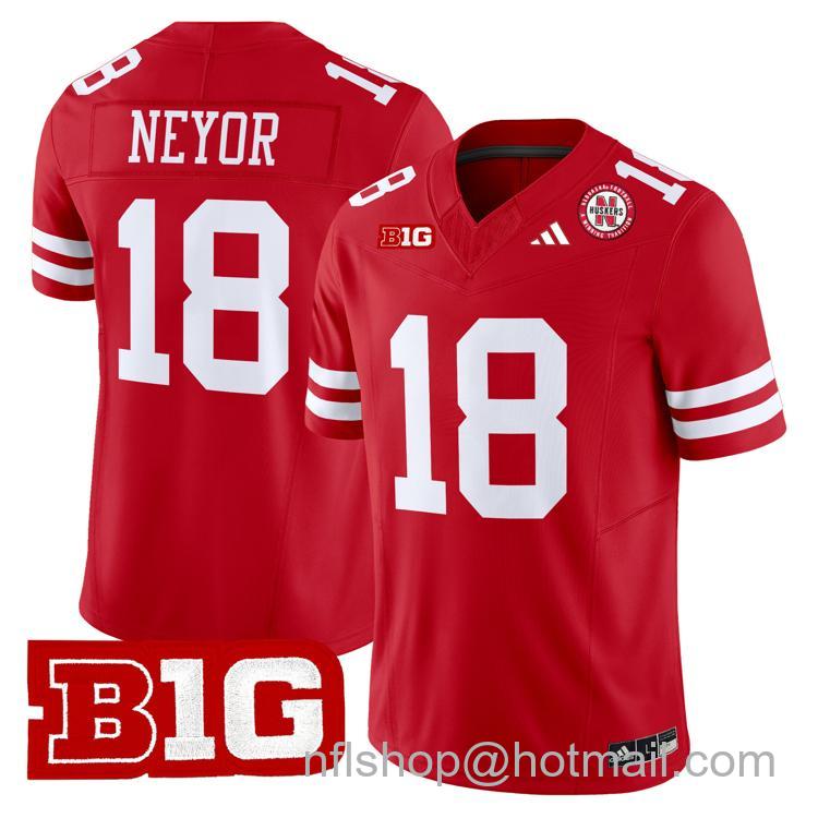 Men's Nebraska Cornhuskers #18 Isaiah Neyor Scarlet Adidas Vapor Limited Stitched College Football Jersey