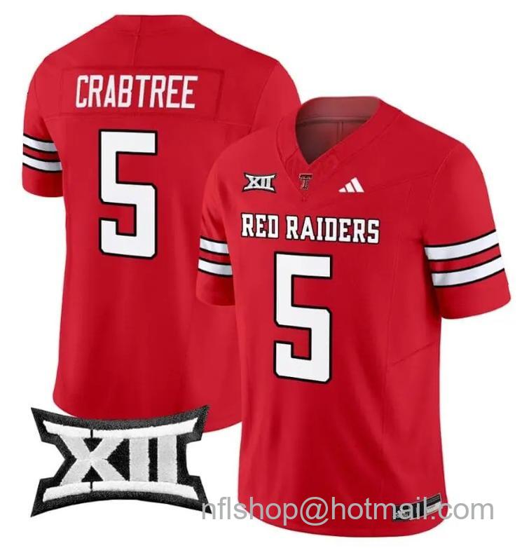 Men's Adidas Michael Crabtree Jersey #5 Texas Tech Red Raiders Vapor Limited Football Red