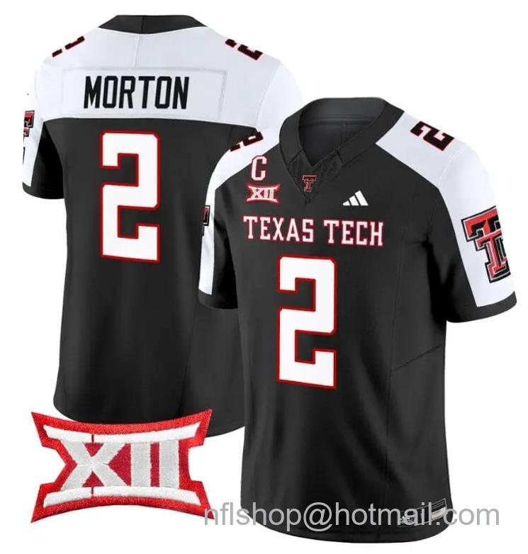 Men's Adidas Behren Morton Jersey #2 Texas Tech Red Raiders Vapor Limited Football Black Alternate