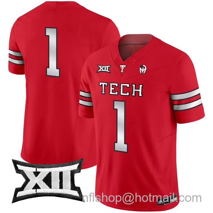 Men's Adidas Texas Tech Red Raiders #1 Vapor Limited Football Red Jersey