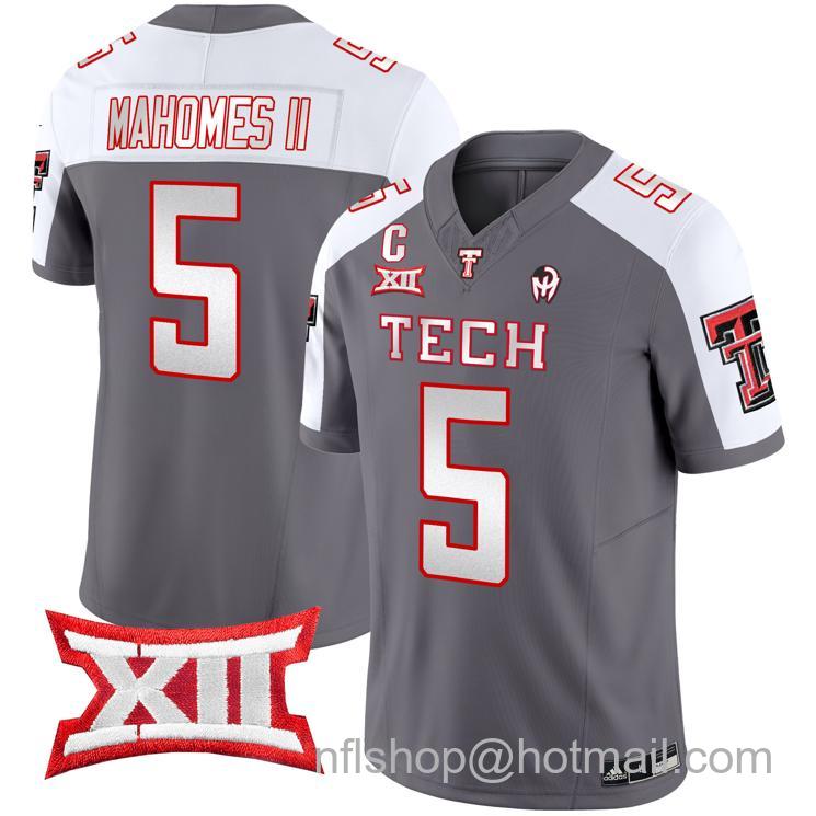 Men's Adidas Patrick Mahomes II #5 Texas Tech Red Raiders Vapor Limited Football Grey Alternate