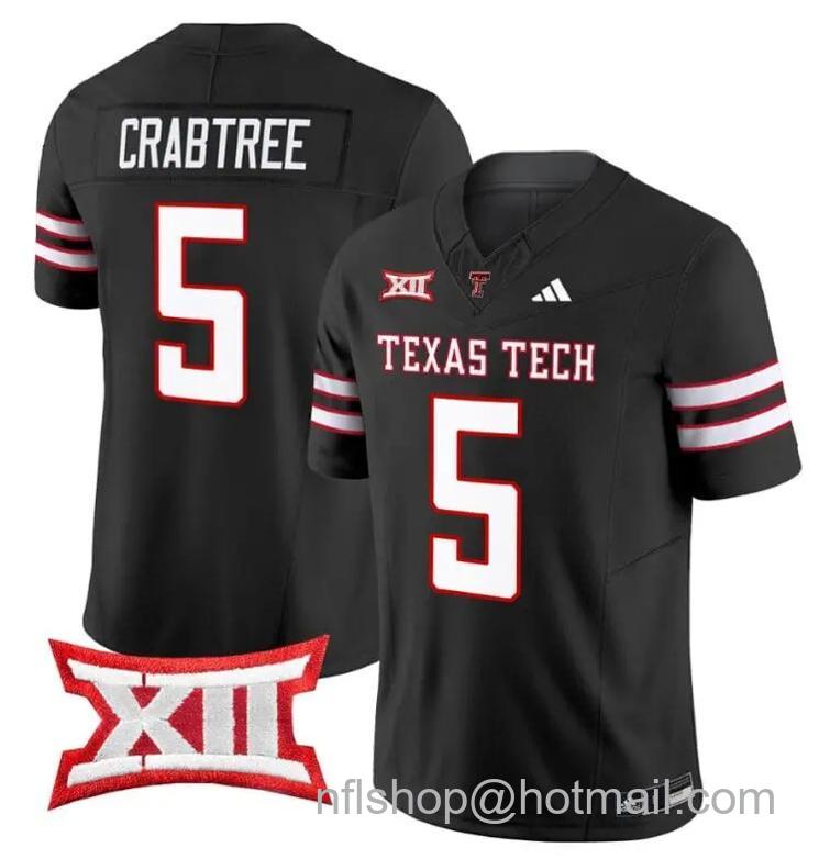 Men's Adidas Michael Crabtree Jersey #5 Texas Tech Red Raiders Vapor Limited Football Black