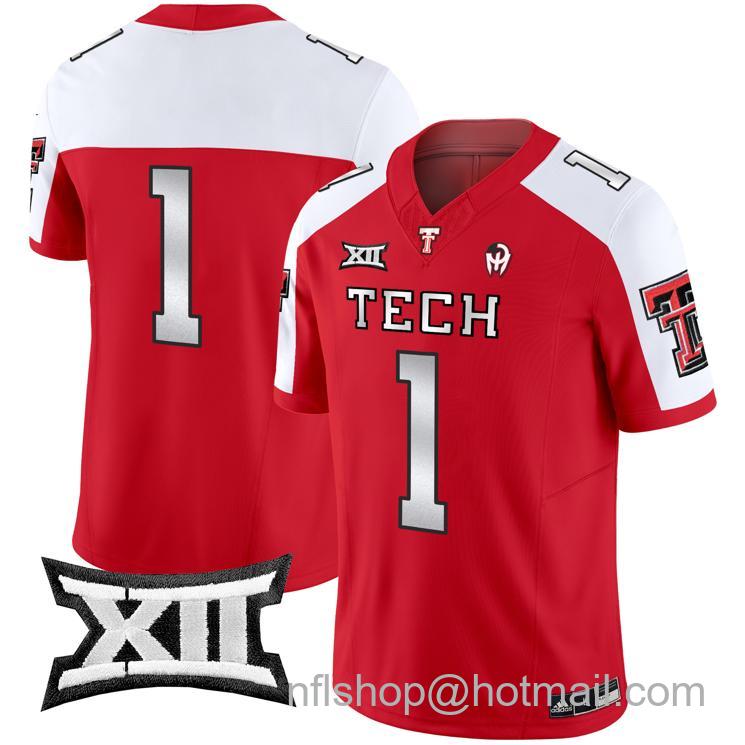 Men's Adidas Texas Tech Red Raiders #1 Vapor Limited Football Red Alterante Jersey