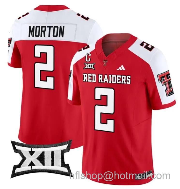 Men's Adidas Behren Morton Jersey #2 Texas Tech Red Raiders Vapor Limited Football Red Alternate