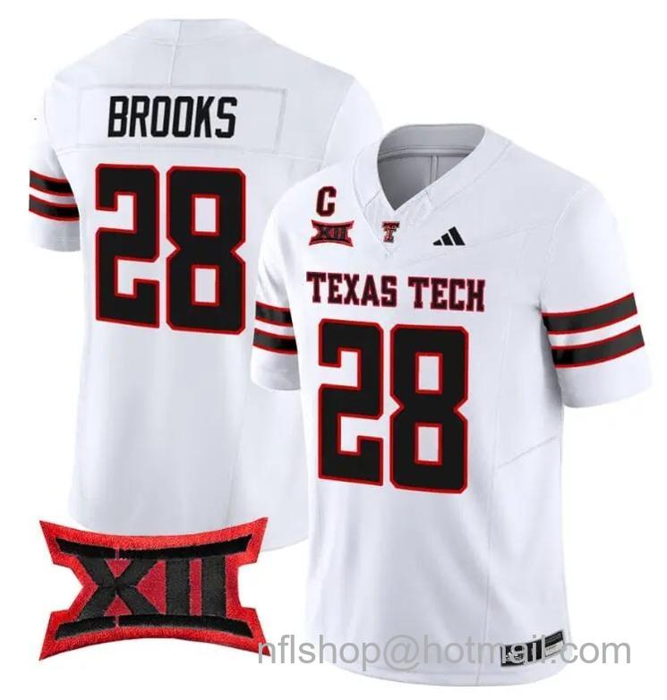 Men's Adidas Tahj Brooks Jersey #28 Texas Tech Red Raiders Vapor Limited Football White