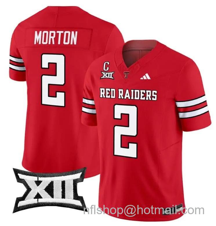 Men's Adidas Behren Morton Jersey #2 Texas Tech Red Raiders Vapor Limited Football Red