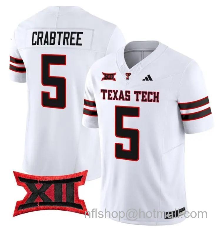 Men's Adidas Michael Crabtree Jersey #5 Texas Tech Red Raiders Vapor Limited Football White