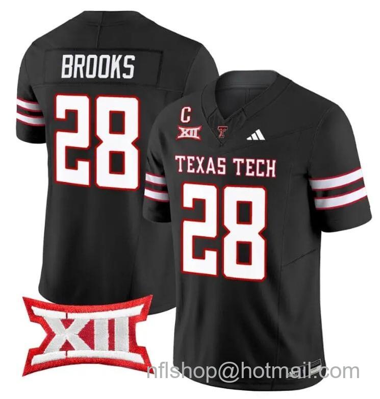 Men's Adidas Tahj Brooks Jersey #28 Texas Tech Red Raiders Vapor Limited Football Black