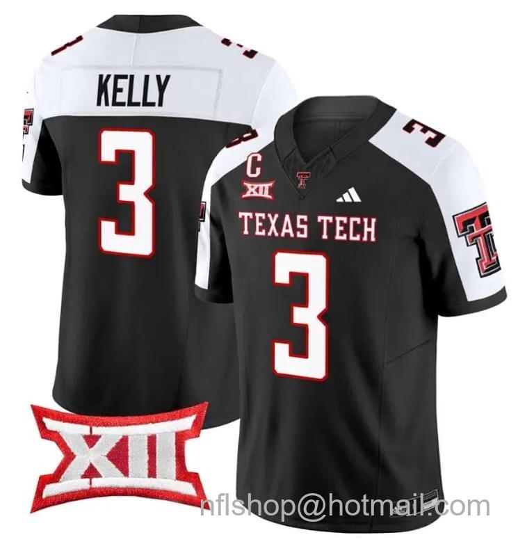 Men's Adidas Josh Kelly Jersey #3 Texas Tech Red Raiders Vapor Limited Football Black Alternate