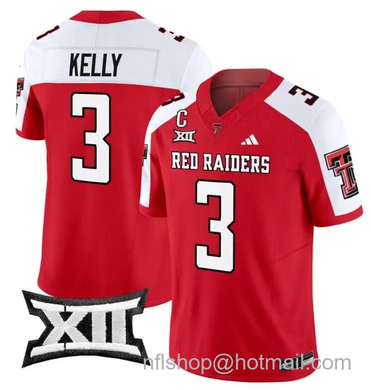 Men's Adidas Josh Kelly Jersey #3 Texas Tech Red Raiders Vapor Limited Football Red Alternate