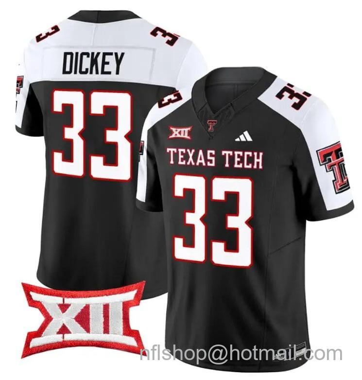 Men's Adidas Cameron Dickey Jersey #33 Texas Tech Red Raiders Vapor Limited Football Black Alternate