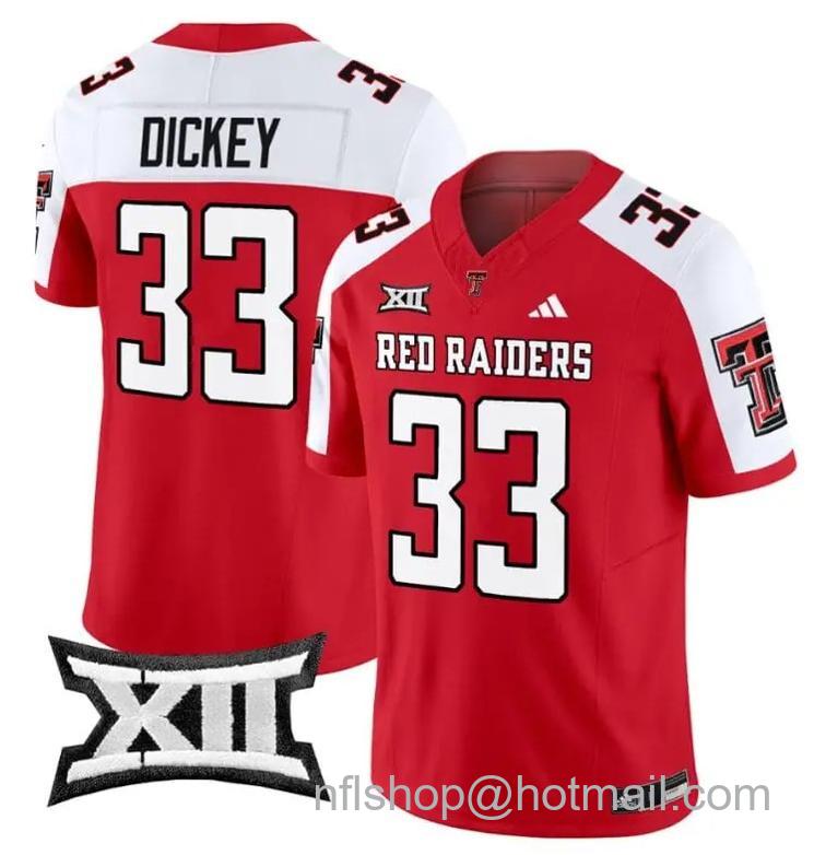 Men's Adidas Cameron Dickey Jersey #33 Texas Tech Red Raiders Vapor Limited Football Red Alternate