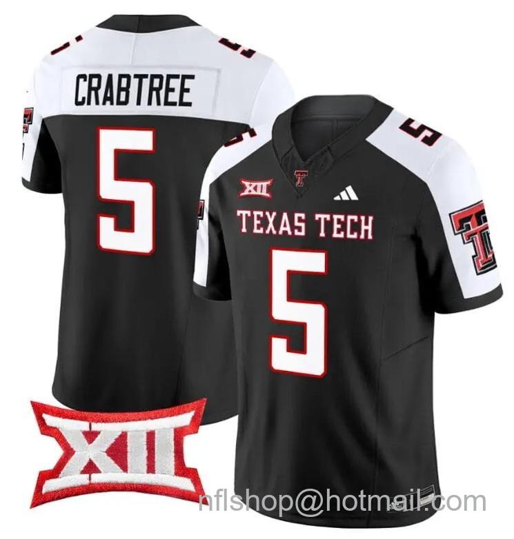 Men's Adidas Michael Crabtree Jersey #5 Texas Tech Red Raiders Vapor Limited Football Black Alternate