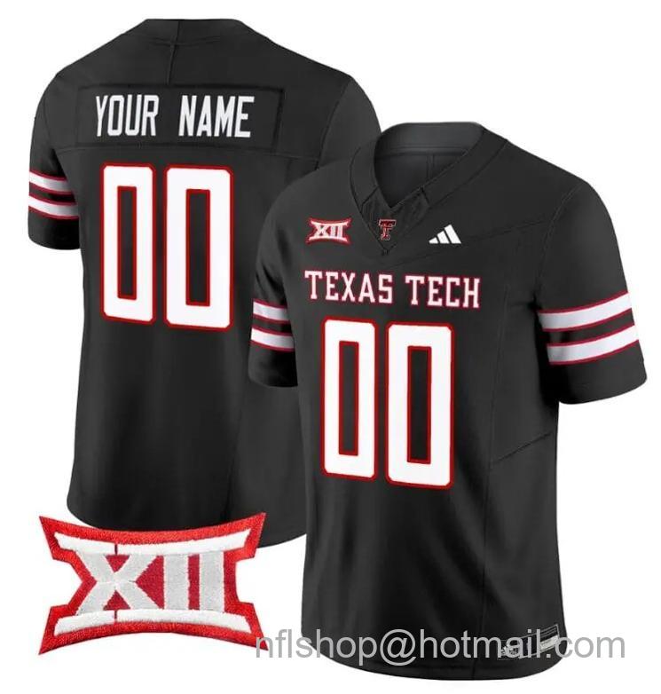 Men's Adidas Custom Texas Tech Red Raiders Jersey Name and Number Vapor Limited Football Black