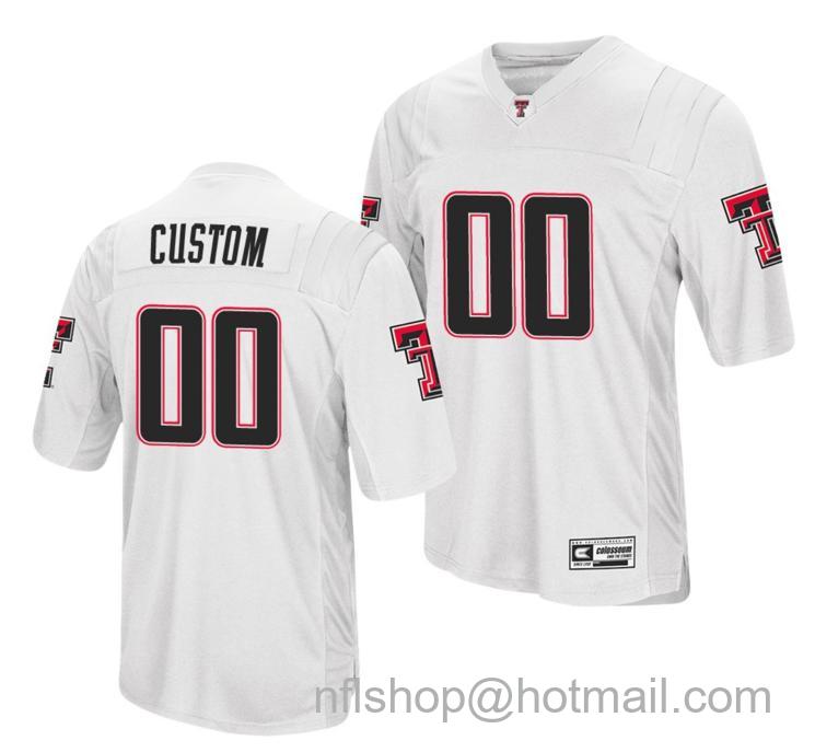 Men's Custom Texas Tech Red Raiders Jersey Name and Number NCAA College Football Replica White