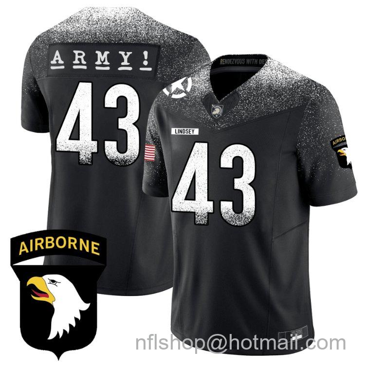 Men's Jake Lindsey Jersey #43 Army Black Knights 101st Airborne Division Honoring Black