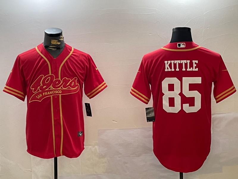 Men's San Francisco 49ers #85 George Kittle Red Cool Base Stitched Baseball Jersey