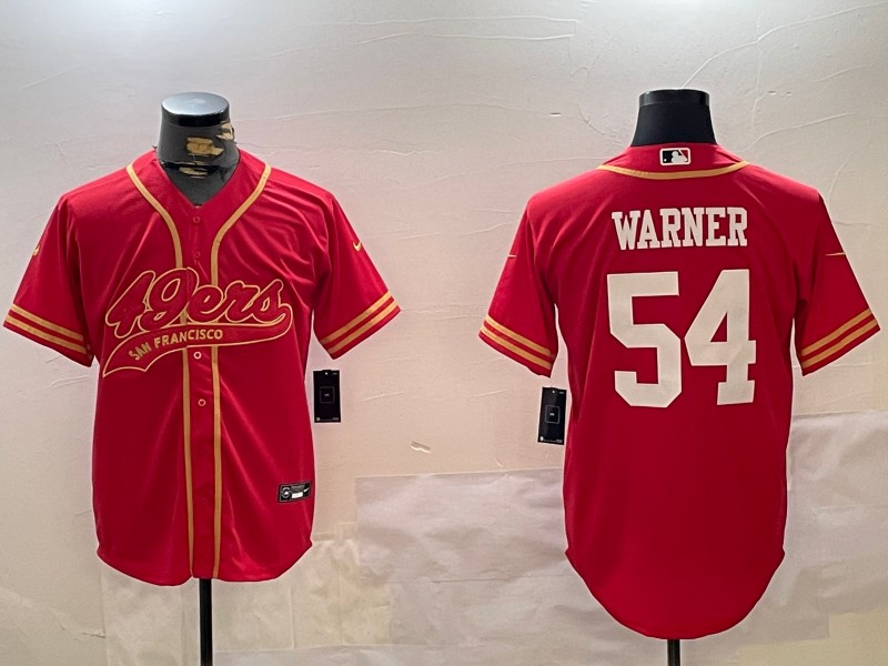 Men's San Francisco 49ers #54 Fred Warner Red Cool Base Stitched Baseball Jersey