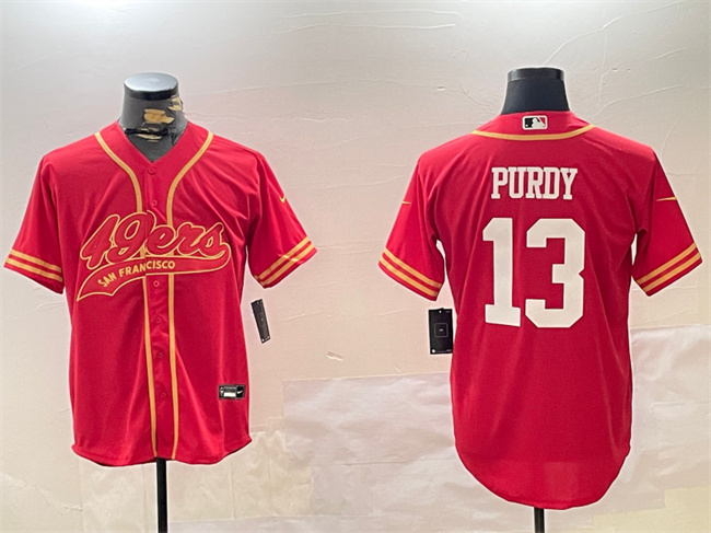 Men's San Francisco 49ers #13 Brock Purdy Red Cool Base Stitched Baseball Jersey