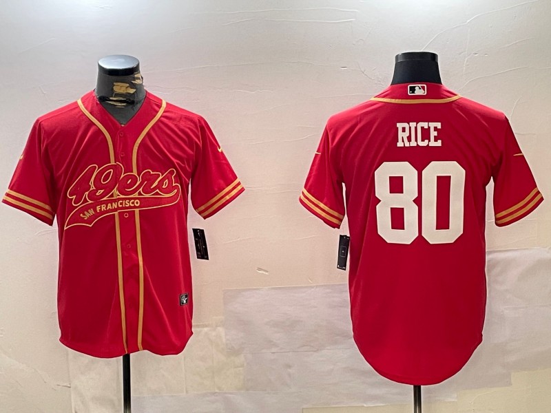 Men's San Francisco 49ers #80 Jerry Rice Red Cool Base Stitched Baseball Jersey