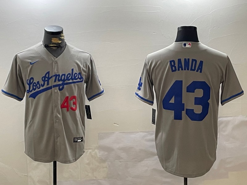 Men's Los Angeles Dodgers #43 Anthony Banda Nike Road Grey Limited Stitched Baseball Jerseys