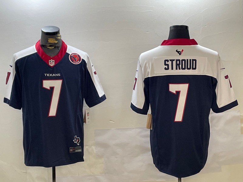 Men's Houston Texans #7 C.J. Stroud Navy White Gold Thanksgiving 2024 F.U.S.E. Vapor Limited Stitched Jerseys