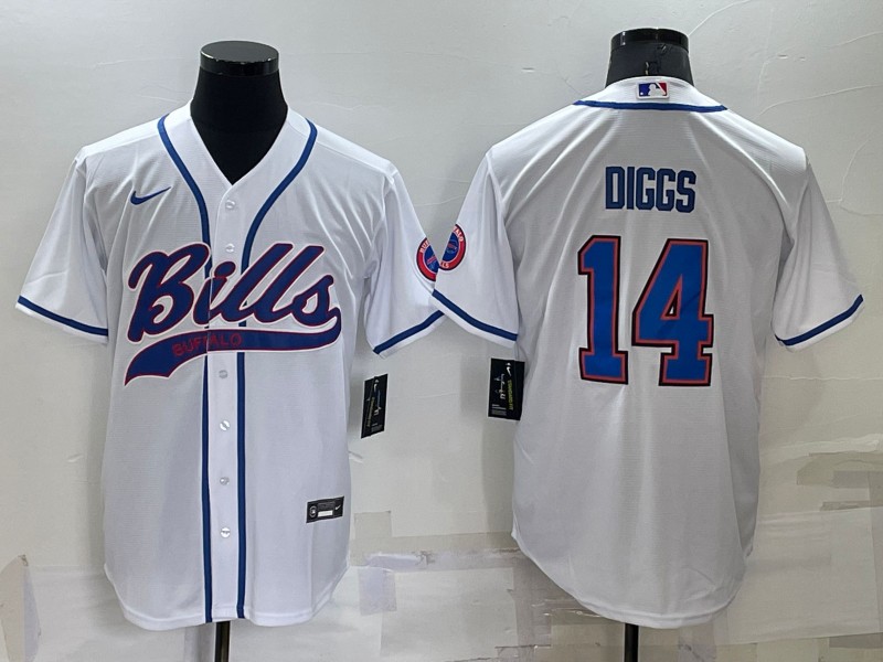 Men's Buffalo Bills ACTIVE PLAYER Custom White With Patch Cool Base Stitched Baseball Jersey