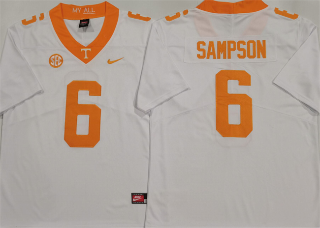 Men's Tennessee Volunteers #6 Dylan Sampson White Stitched Jersey