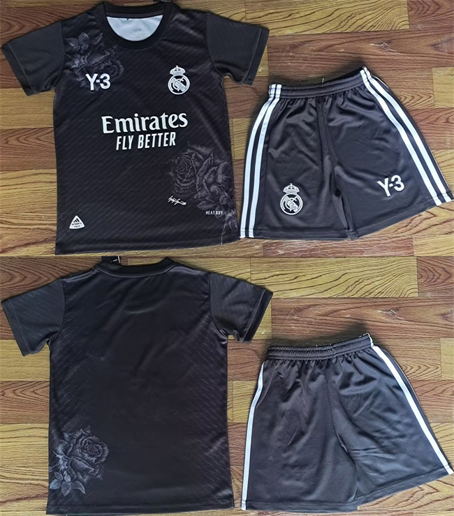 Youth Real Madrid Custom Black Soccer Jersey Suit