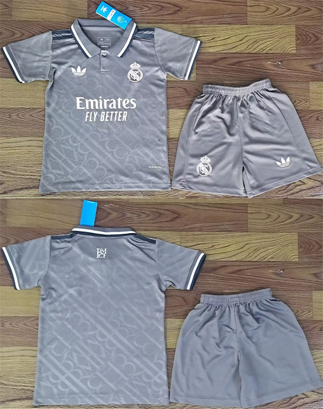 Youth Real Madrid Custom Grey Soccer Jersey Suit