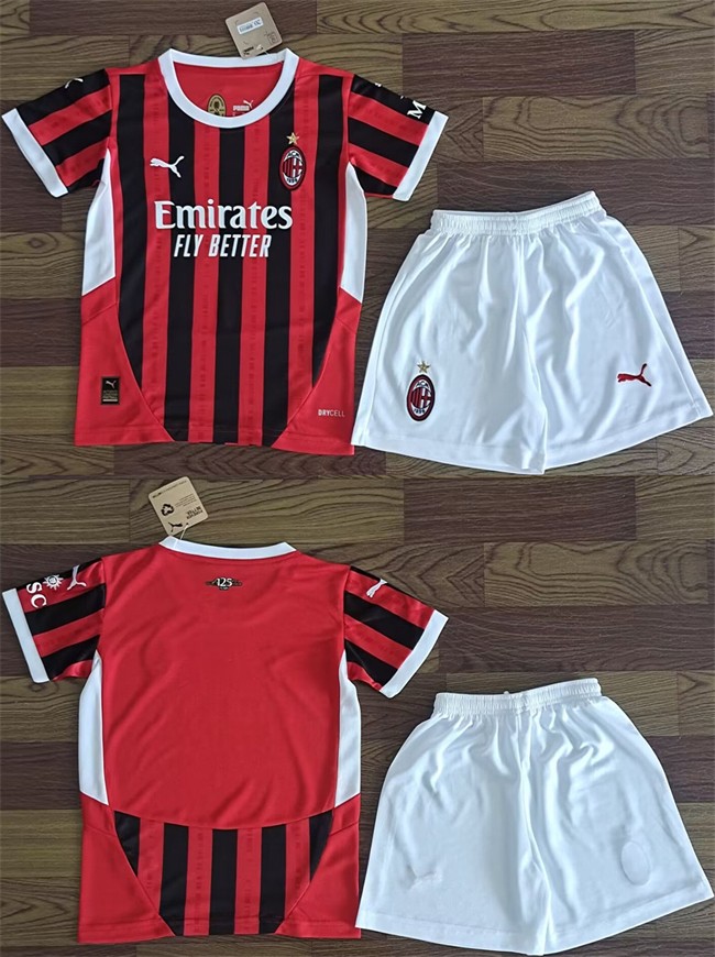 Youth AC milan Custom Red_Black Soccer Jersey Suit