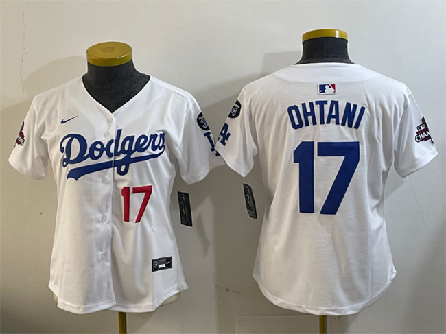 Youth Los Angeles Dodgers #17 Shohei Ohtani White 2024 World Series Champions With Fernando Memorial Patch Home Limited Stitched Baseball Jersey