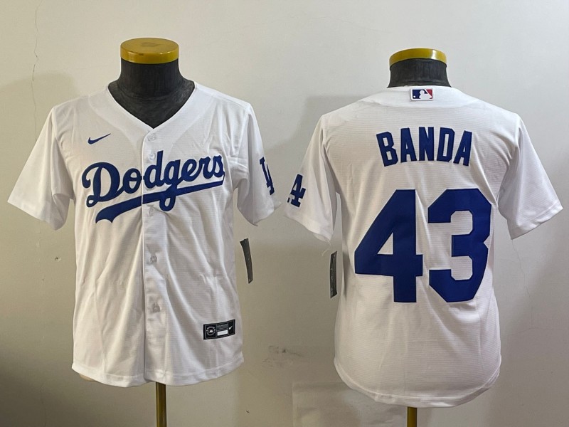 Youth Los Angeles Dodgers #43 Anthony Banda White Home Nike Limited Stitched Baseball Jerseys