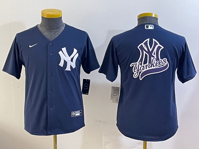 Youth New York Yankees Blank Navy With Big Logo Limited Stitched MLB Jerseys