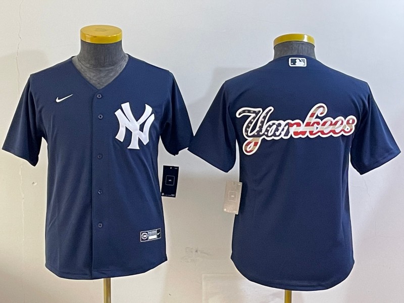 Youth New York Yankees Blank Navy With Big Logo Limited Stitched Baseball Jersey