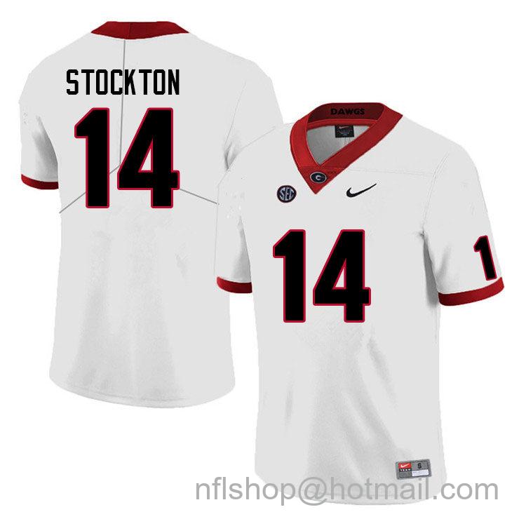 Men’s Georgia Bulldogs #14 Gunner Stockton White Vapor Limited Nike College Football Stitched Jersey