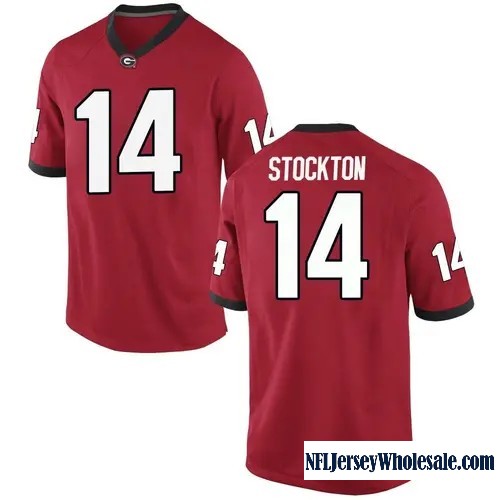 Men's Nike #14 Gunner Stockton Georgia Bulldogs Replica Red Football College Stitched Jersey