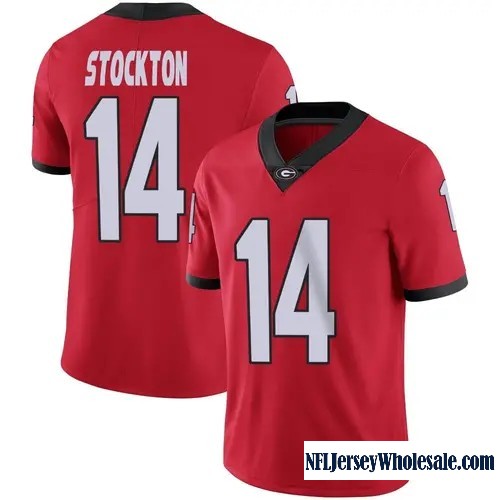 Men's Nike #14 Gunner Stockton Georgia Bulldogs Limited Red Football Stitched Jersey