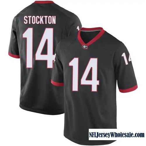 Men's Nike #14 Gunner Stockton Georgia Bulldogs Replica Black Football College Stitched Jersey