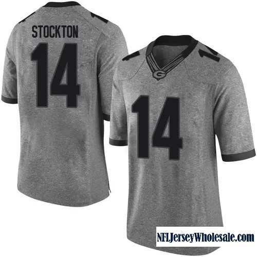 Youth Nike #14 Gunner Stockton Georgia Bulldogs Limited Gray Football College Stitched Jersey