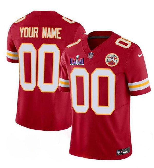 Men's Kansas City Chiefs Active Player Custom Red 2024 F.U.S.E. Super Bowl LVIII Patch Vapor Untouchable Limited Football Stitched Jersey